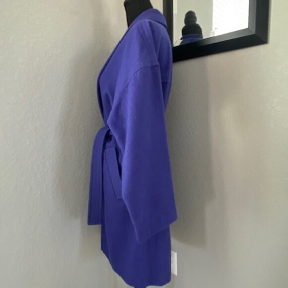 NARCISCO Rodriguez Design Nation Cobalt Blue Cocoon Belted Coat Jacket Small - Picture 9 of 15